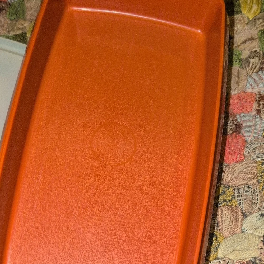 Tupperware Rectangular Orange Container With Lid - Picture 5 of 8